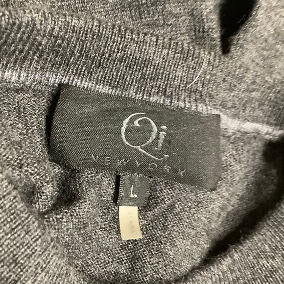 Qi New York Men's Grey 100% Wool Sweater - Size L - Minimalist, Cozy, Preppy - Picture 3 of 6